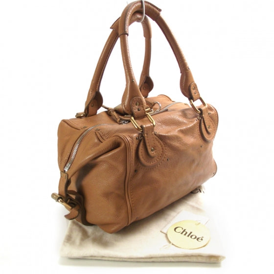 Leather Paddington Front Pocket Tote Tan