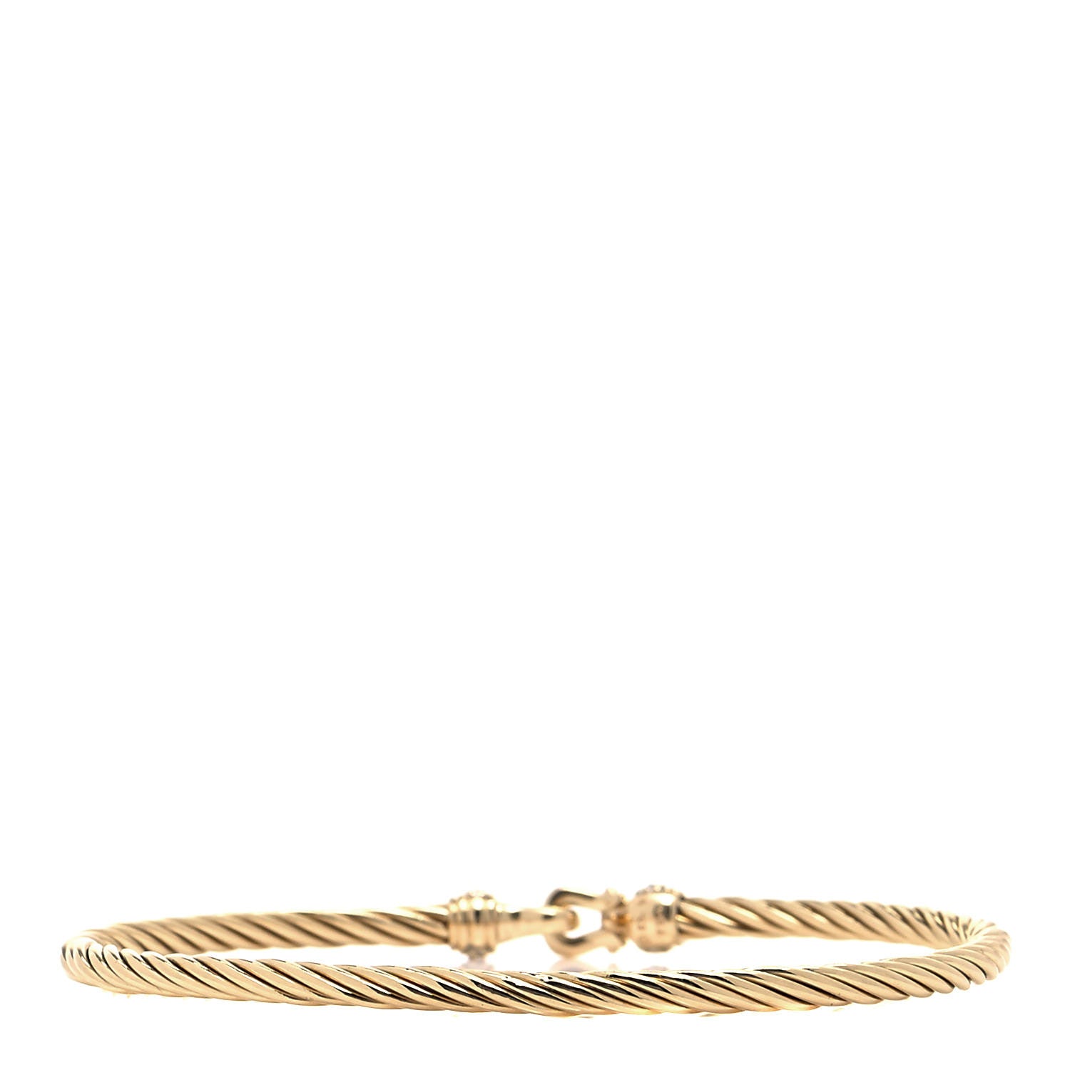David Yurman 18K Yellow Gold Diamond 2.6mm Cable Collectibles Buckle Bracelet 3 of 4