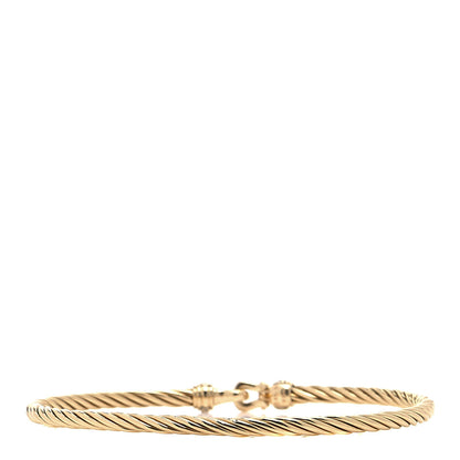 David Yurman 18K Yellow Gold Diamond 2.6mm Cable Collectibles Buckle Bracelet 3 of 4