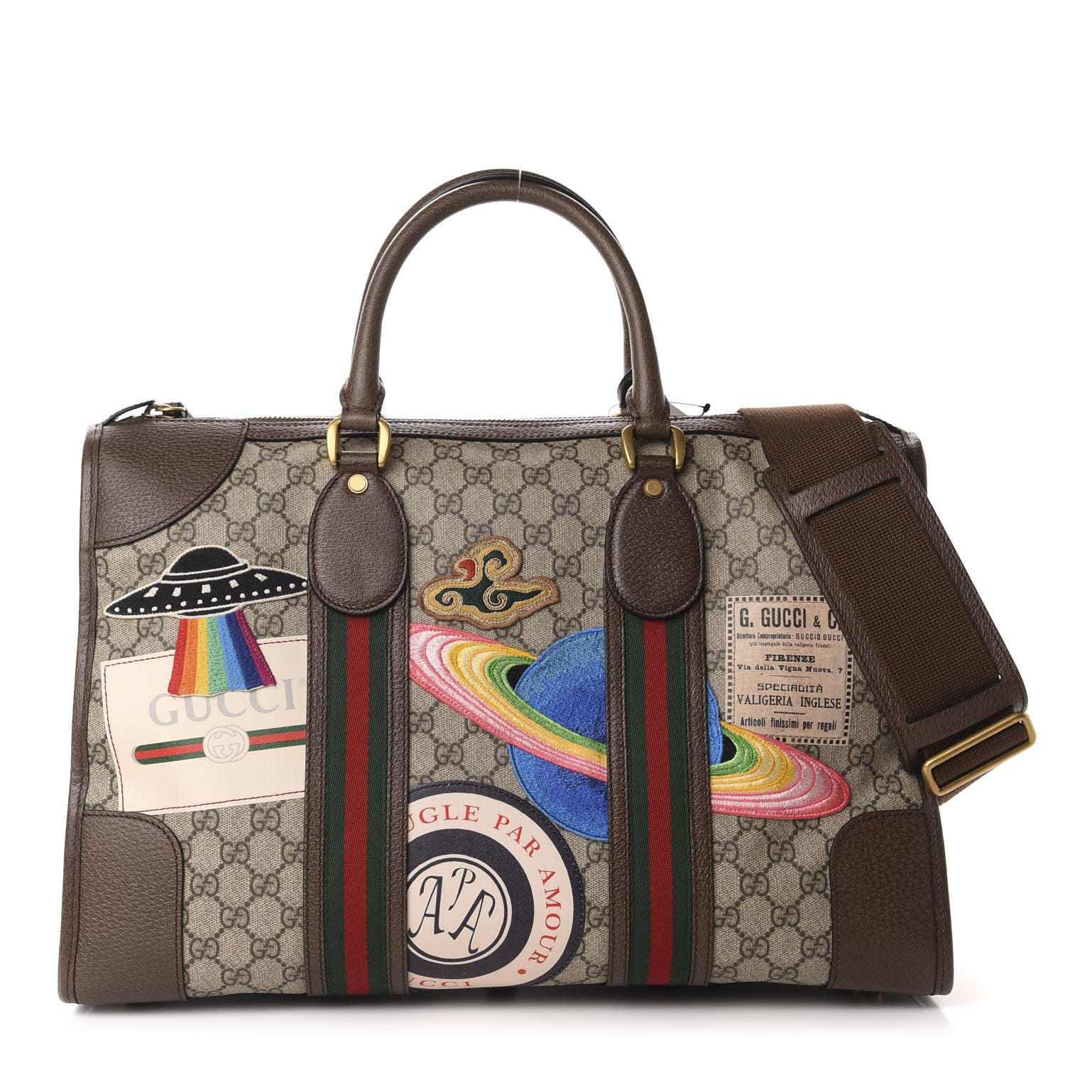 Gucci Soft GG Supreme Monogram Courrier Medium Duffle Bag Beige New Acero Multicolor 1 of 12