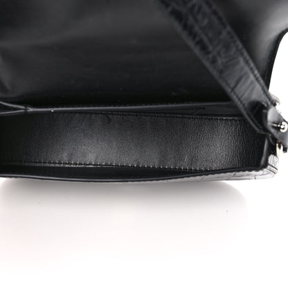 Versace Calfskin Crocodile Embossed Greca Goddess Mini Shoulder Bag Black 5 of 9