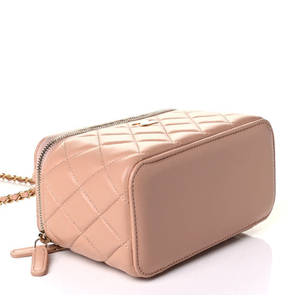 Chanel Lambskin Quilted Small Top Handle Vanity Case With Chain Beige 3 of 6