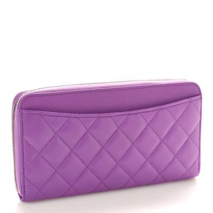 Chanel Caviar Quilted Large Gusset Zip Around Wallet Purple 3 of 8