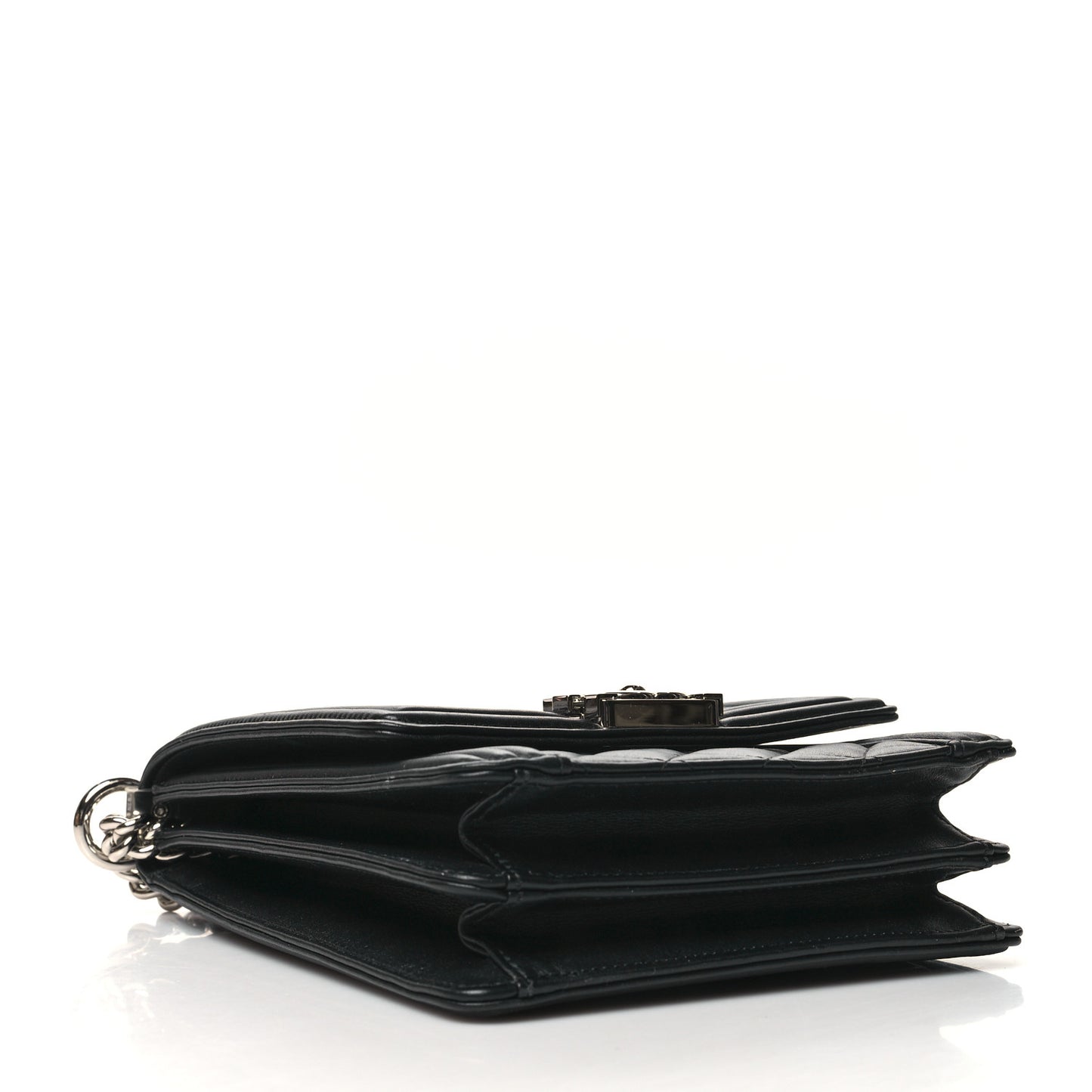 Calfskin Quilted North South Boy Flap Black