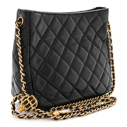 Chanel Lambskin Quilted Small Pearl Crush Hobo Black 3 of 14