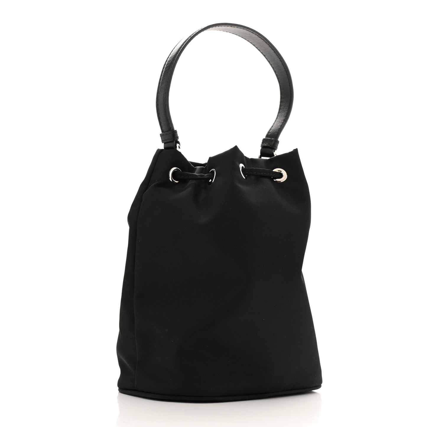 Tessuto Saffiano Ricamo Sequin Crystal Embellished Mini Re-Edition 1978 Bucket Bag Black