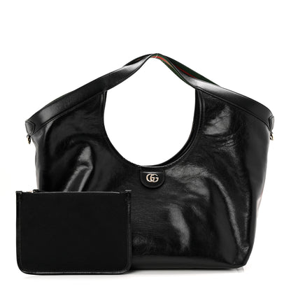 Gucci Soft Glossy Calfskin Large Giglio Tote Black 3 of 10