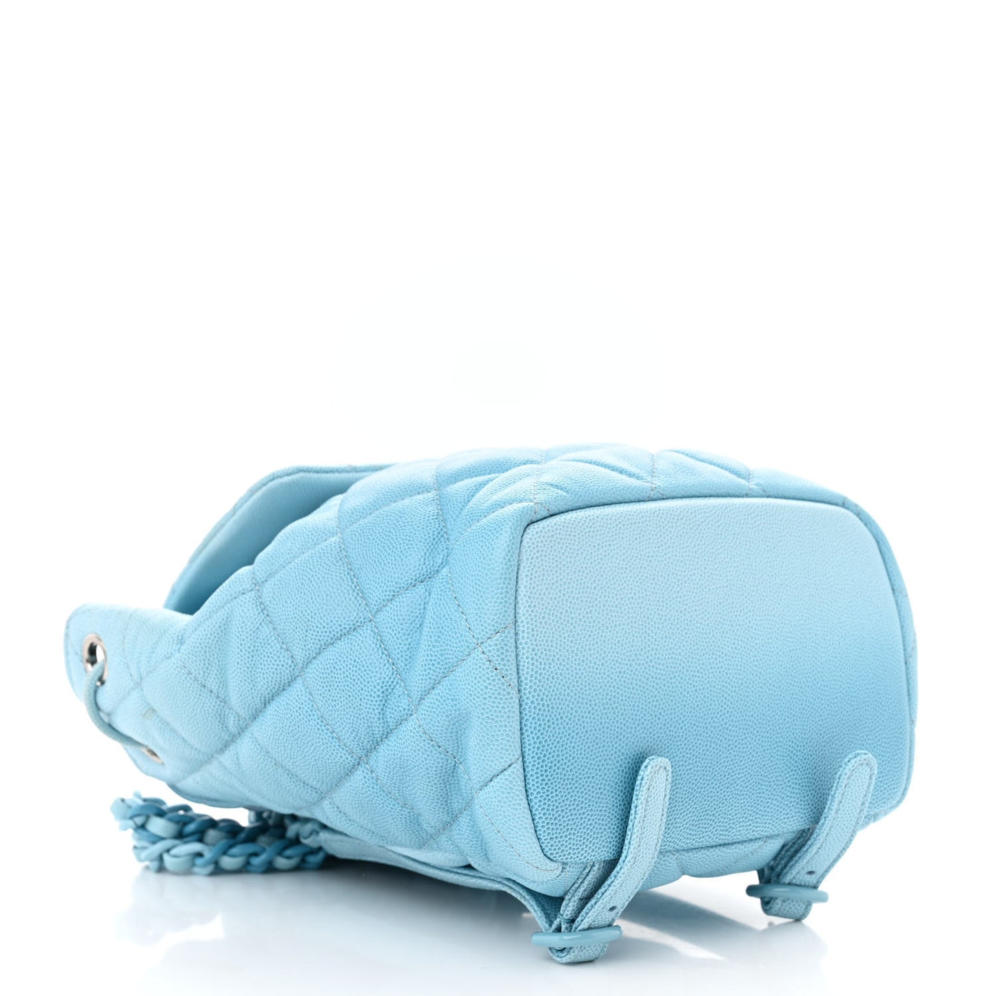 Shaded Caviar Quilted Lacquered CC My Everything Drawstring Backpack Blue Light Blue