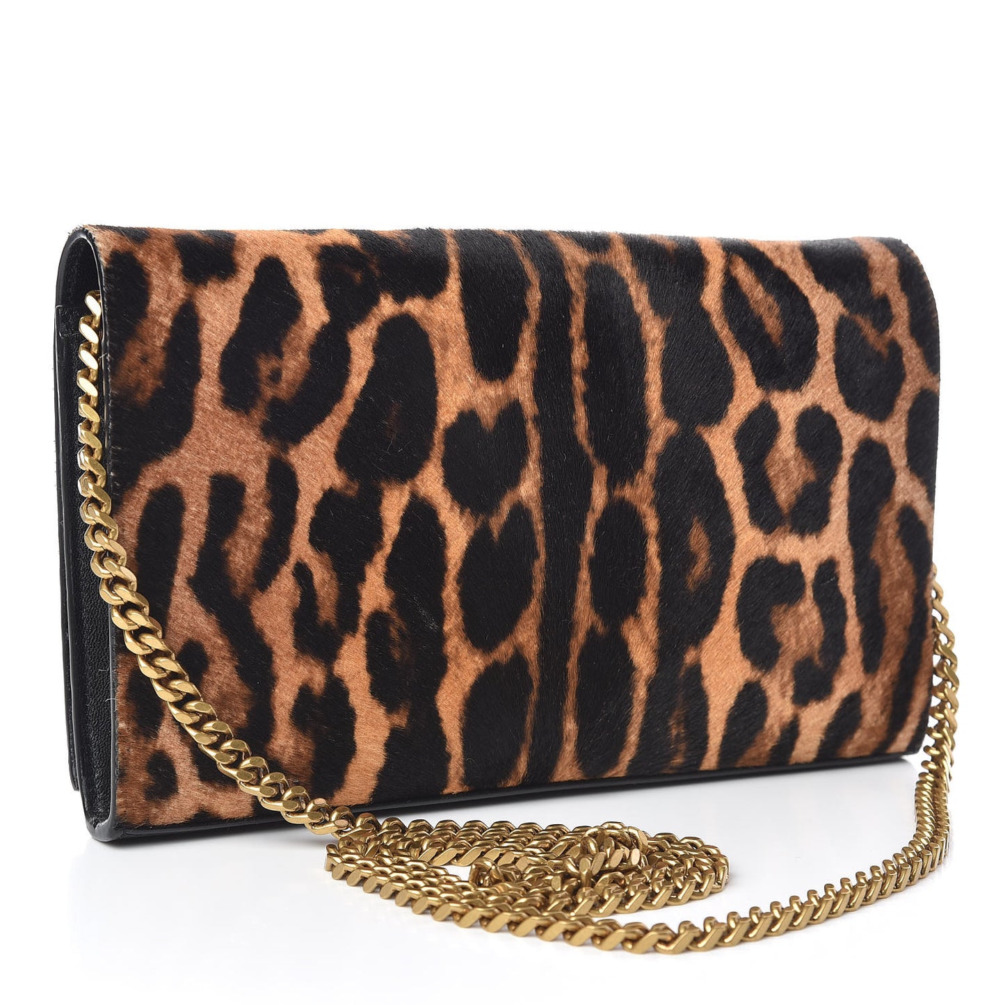 Calf Hair Monogram Chain Wallet Leopard