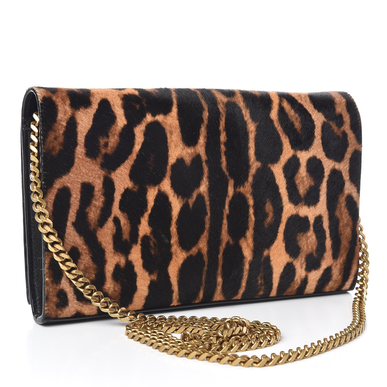 Saint Laurent Calf Hair Monogram Chain Wallet Leopard 3 of 11