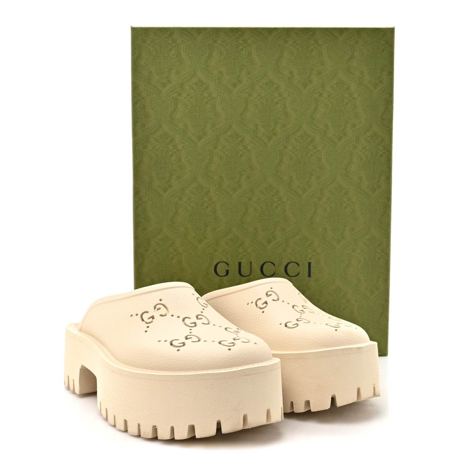 Gucci Rubber Monogram GG Go Through Platform Slide Clogs 38 Mystic White 11 of 11