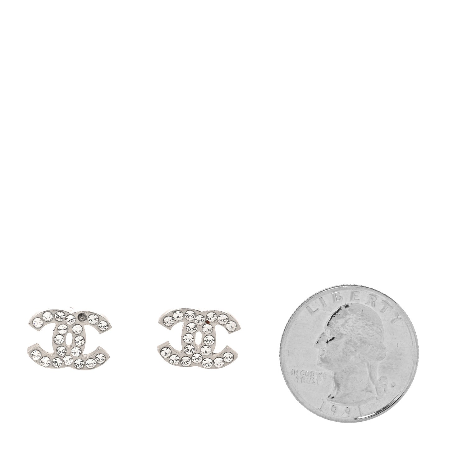 Crystal CC Earrings Silver
