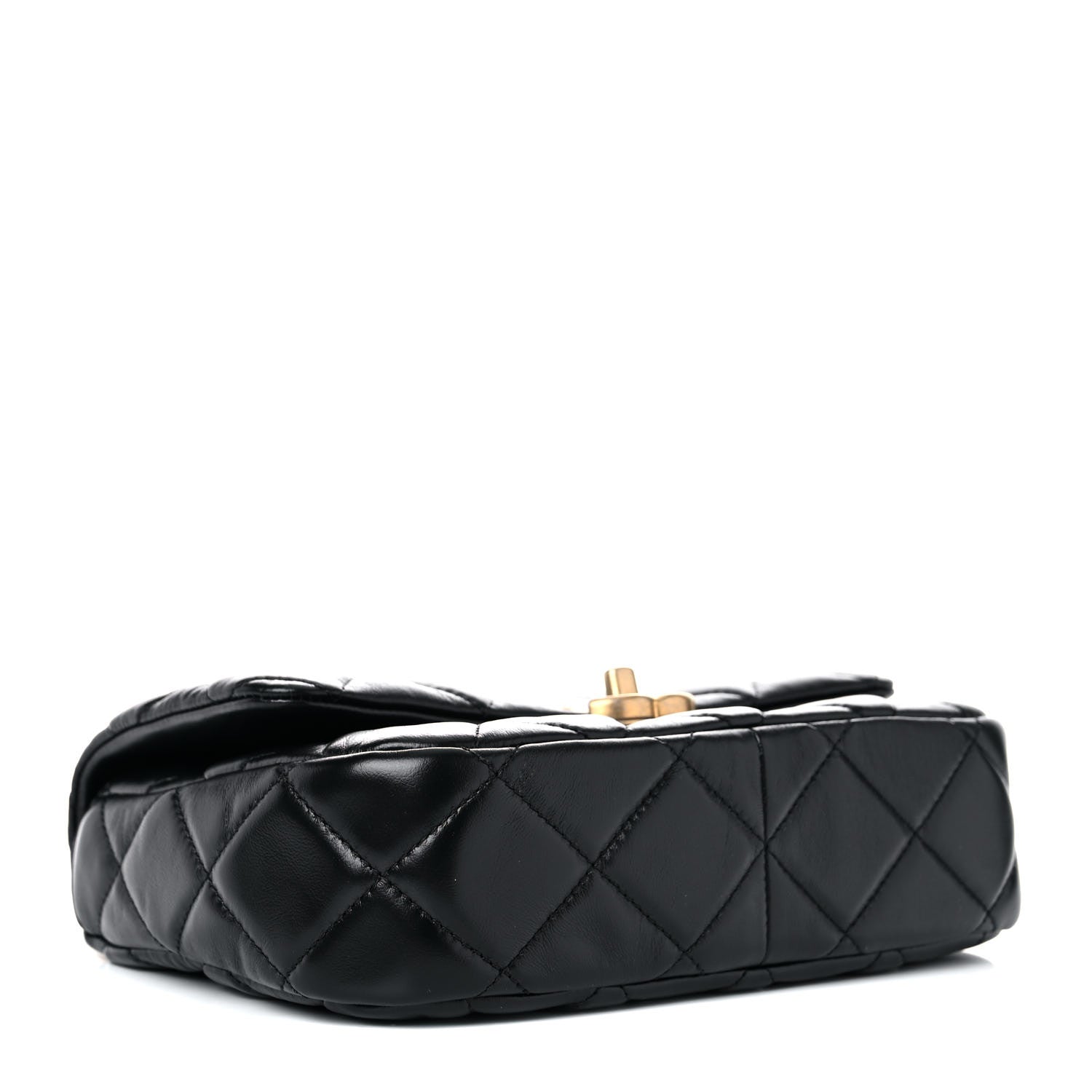 Chanel Lambskin Quilted Small Lacquered Chain Flap Black 3 of 9