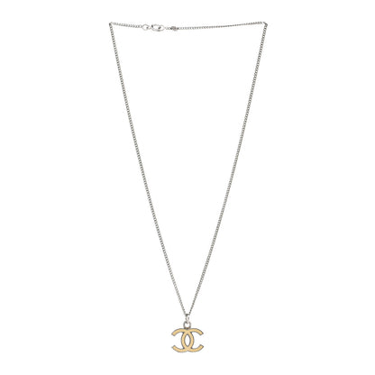 Chanel Enamel CC Pendant Necklace Yellow Silver 3 of 6