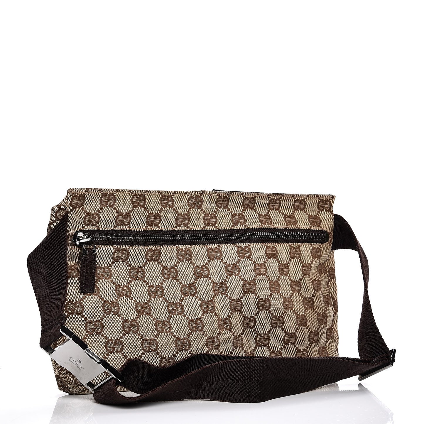 GG Monogram Double Pocket Belt Bag Dark Brown
