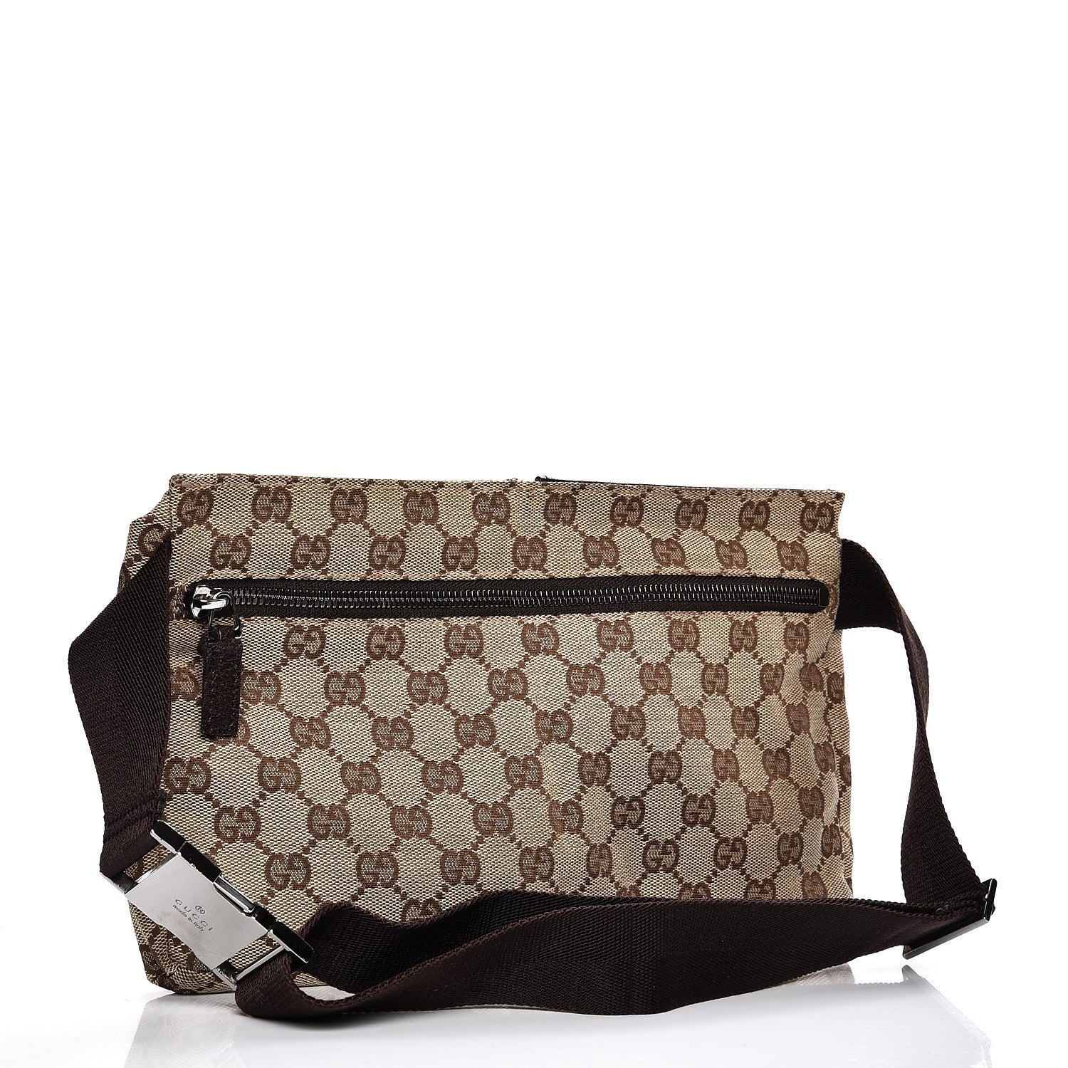 Gucci GG Monogram Double Pocket Belt Bag Dark Brown 3 of 9