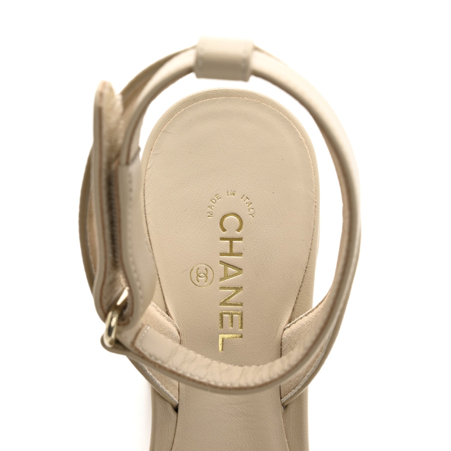 Chanel Lambskin Quilted Sandals 37 Beige 7 of 10