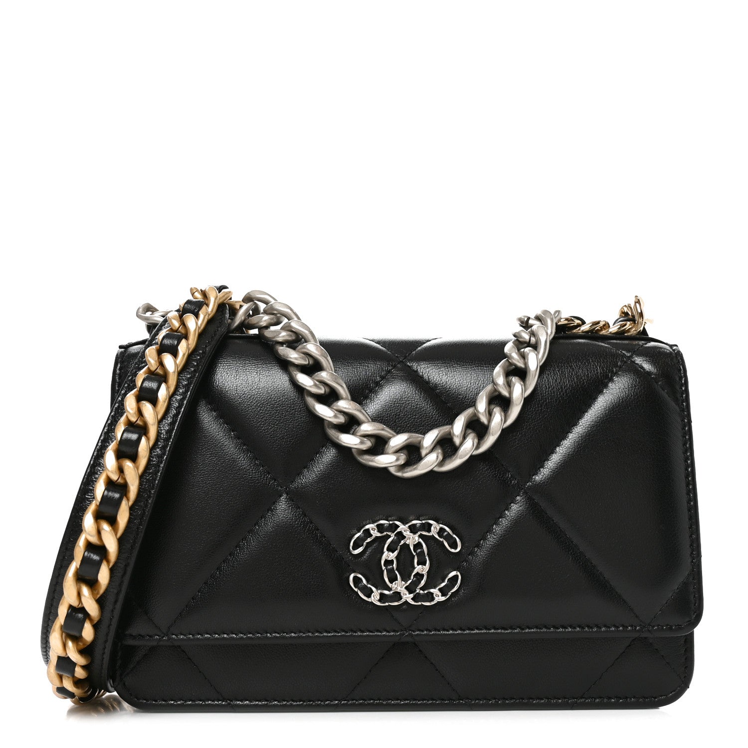 Chanel Lambskin Quilted Chanel 19 Wallet On Chain WOC Black 1 of 10