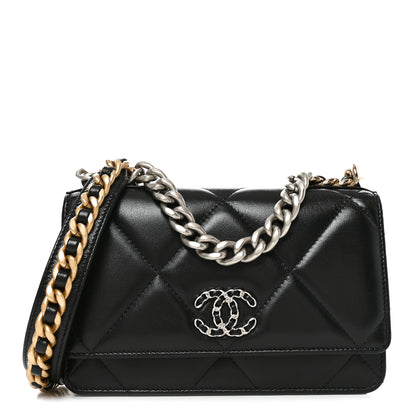 Chanel Lambskin Quilted Chanel 19 Wallet On Chain WOC Black 1 of 10