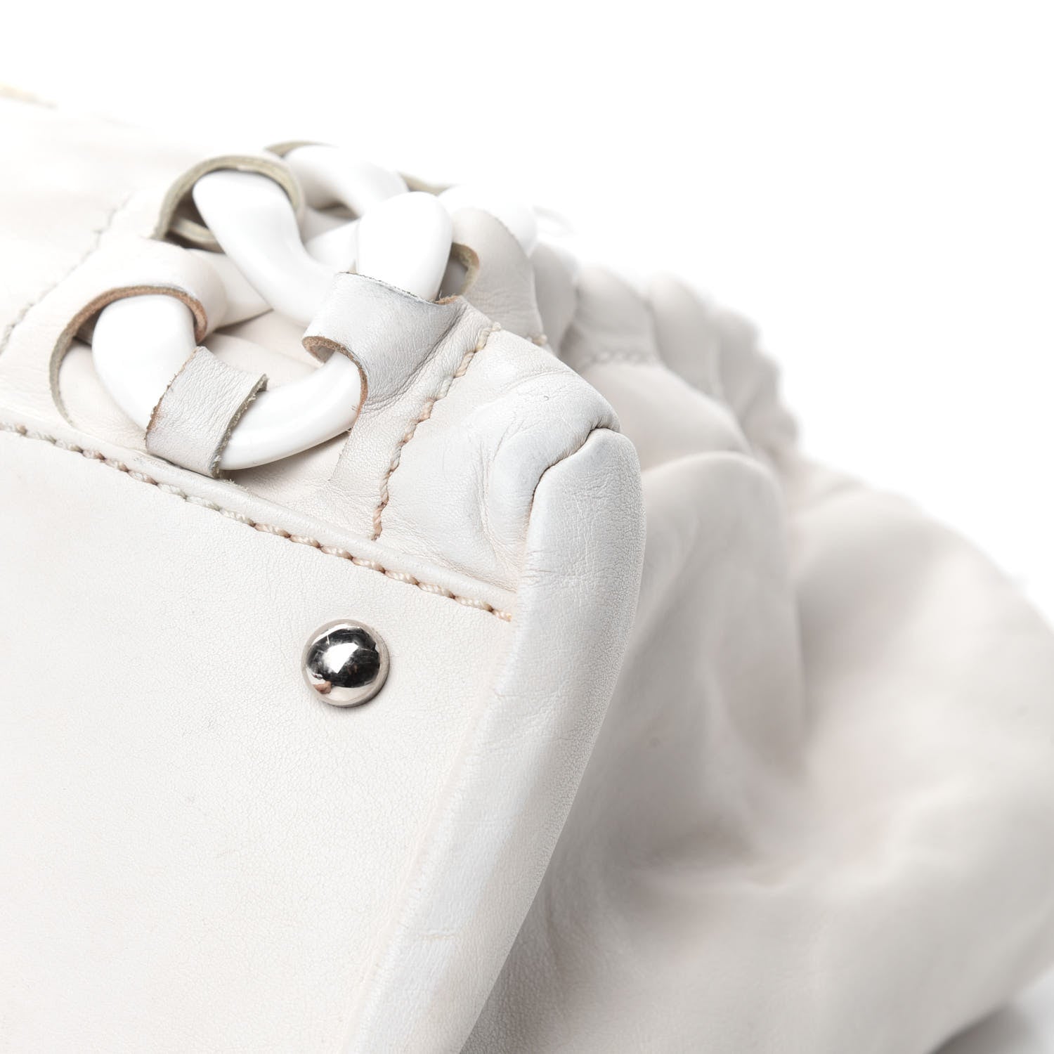 Chanel Calfskin Modern Chain Rhodoid East West Tote White 9 of 12