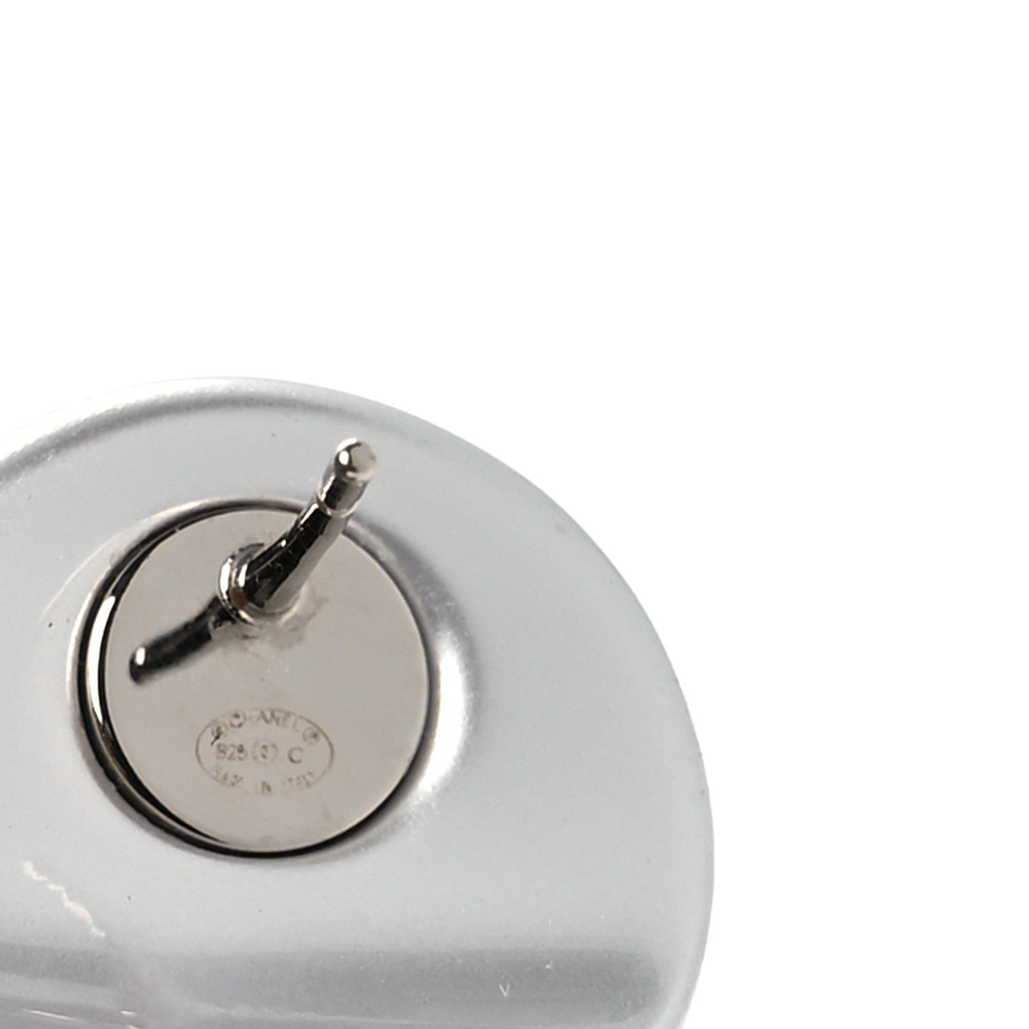 Chanel Resin Metal CC Stud Earrings Silver Pearly White 4 of 5