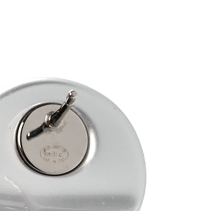 Chanel Resin Metal CC Stud Earrings Silver Pearly White 4 of 5