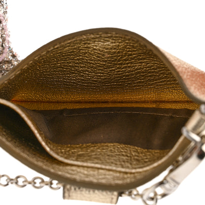 Miu Miu Metallic Goatskin Madras Crystal Card Holder Fringe Crossbody Gold 5 of 8