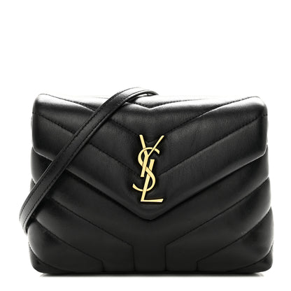 Saint Laurent SAINT LAURENT Calfskin Y Quilted Monogram Toy Loulou Crossbody Bag Black 1 of 13