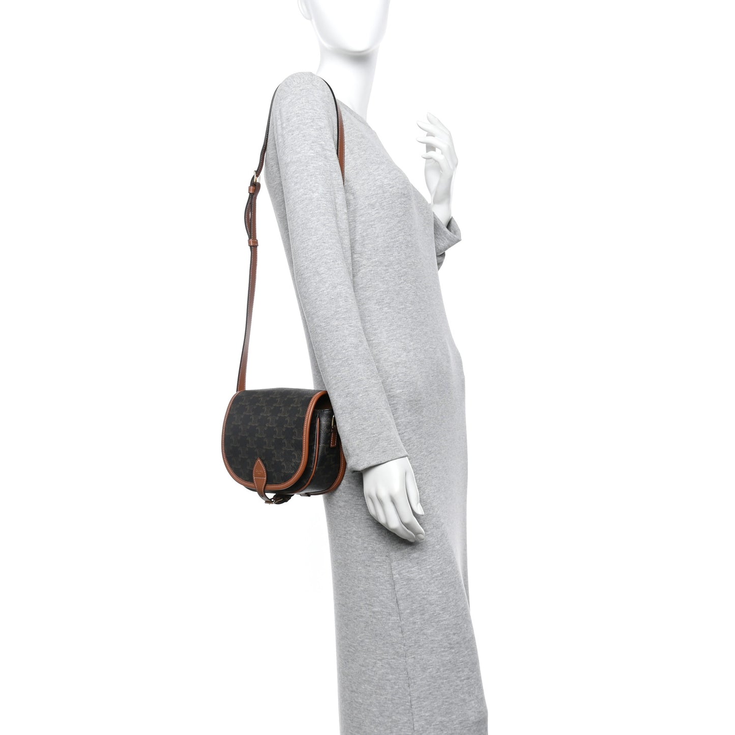 Triomphe Canvas Medium Folco Bag Tan
