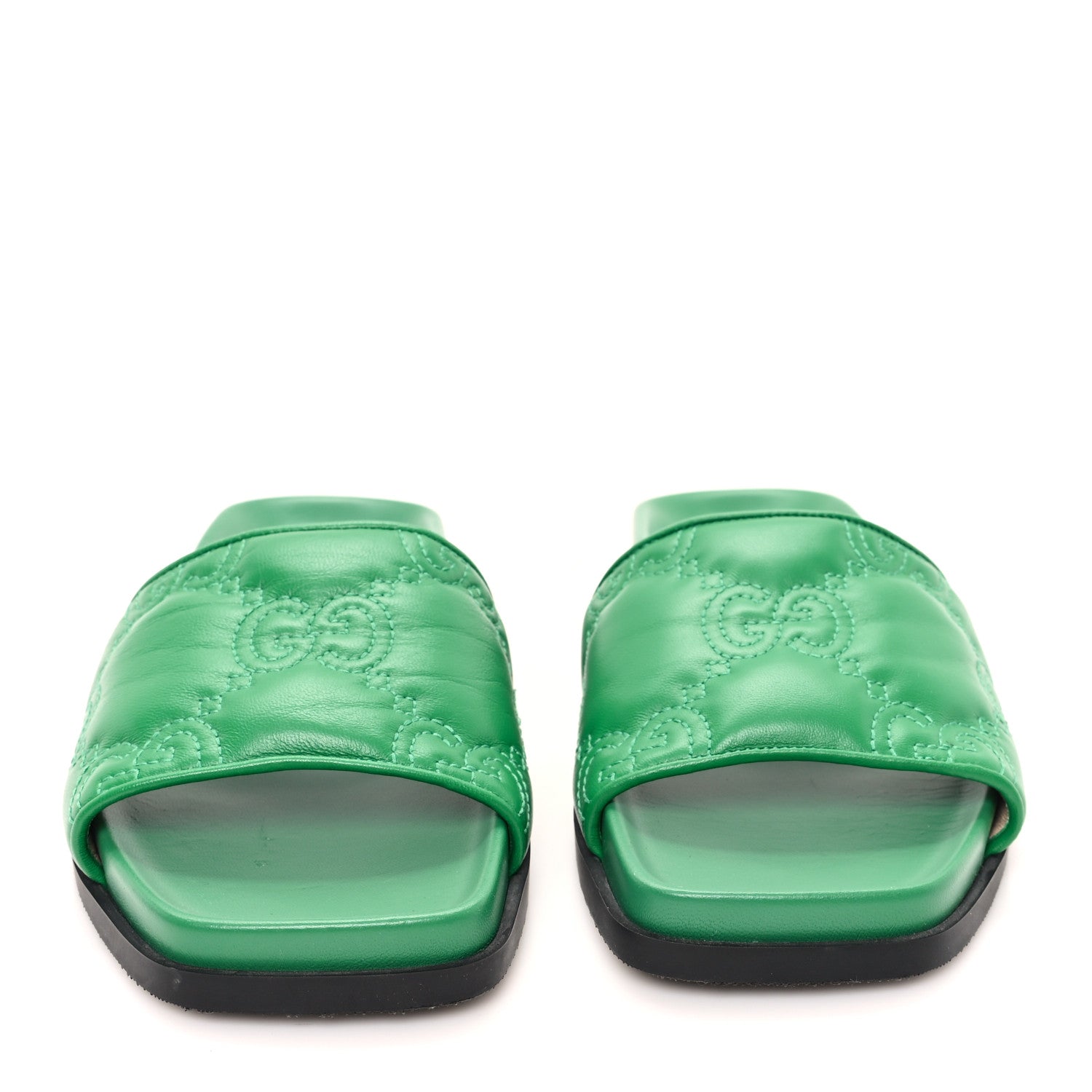 Gucci Nappa GG Matelasse Flat Slide Sandals 36 New Shamarock 3 of 11