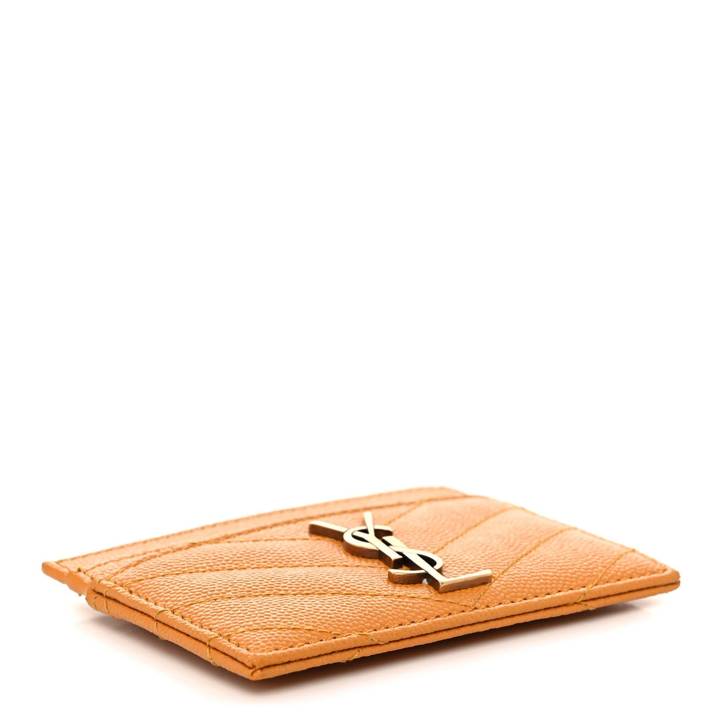 Grain De Poudre Matelasse Chevron Monogram Credit Card Case Senape Yellow