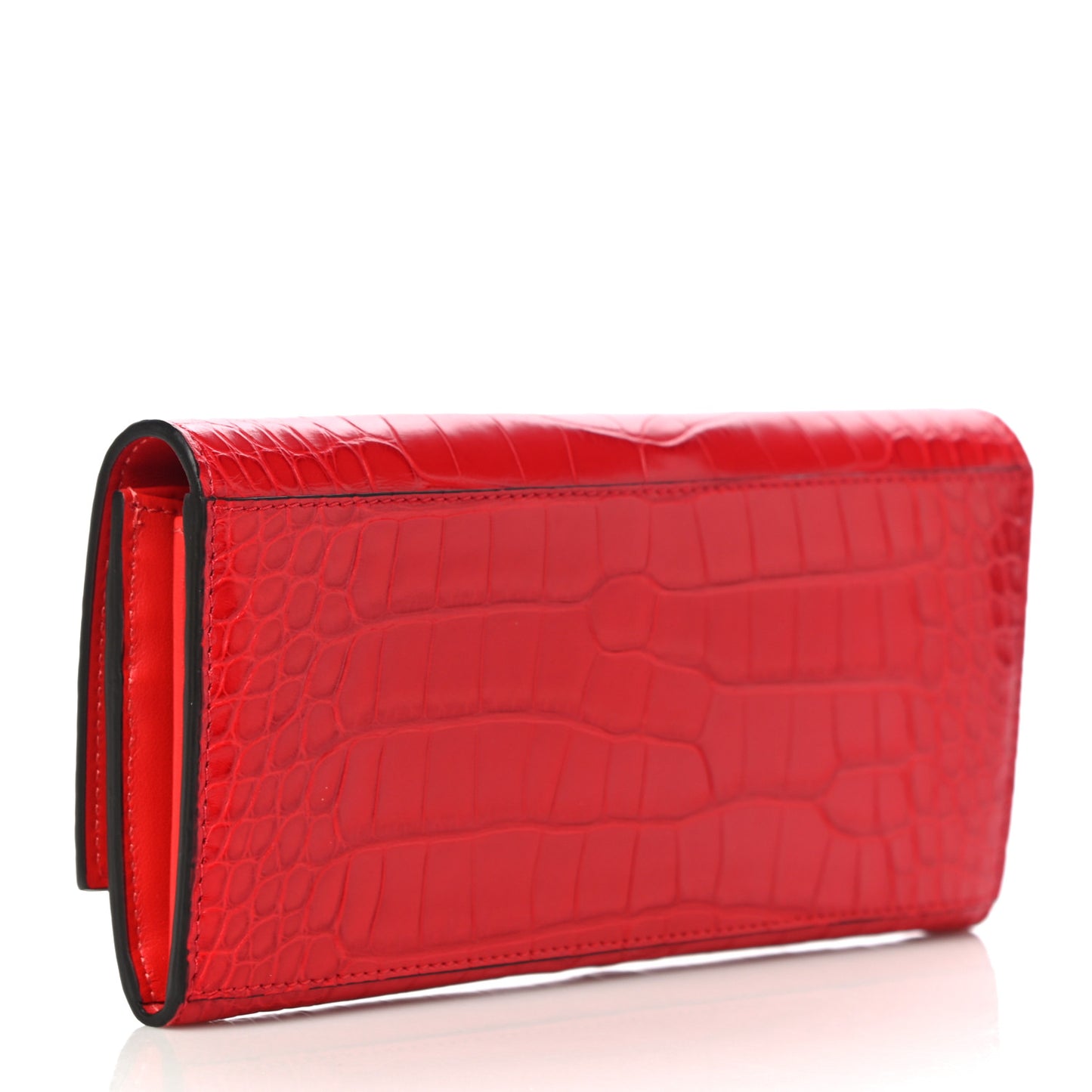 Shiny Alligator Vitello Century Lucido Peekaboo Continental Wallet Pomodoro
