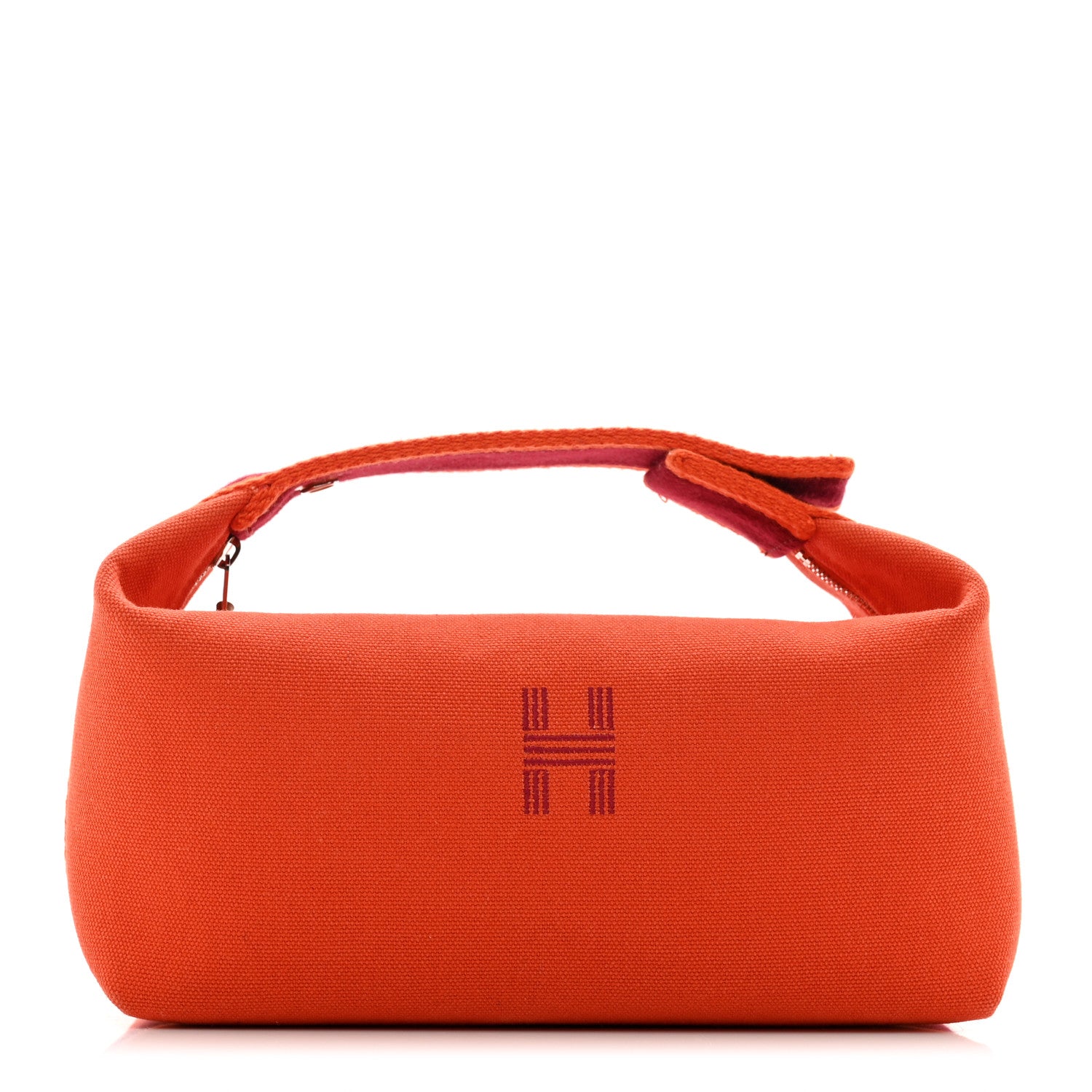 Hermes Canvas Small Bride-A-Brac Pouch Orange Burgundy 1 of 6