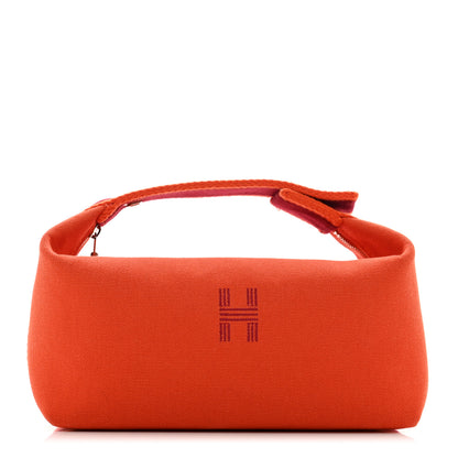 Hermes Canvas Small Bride-A-Brac Pouch Orange Burgundy 1 of 6