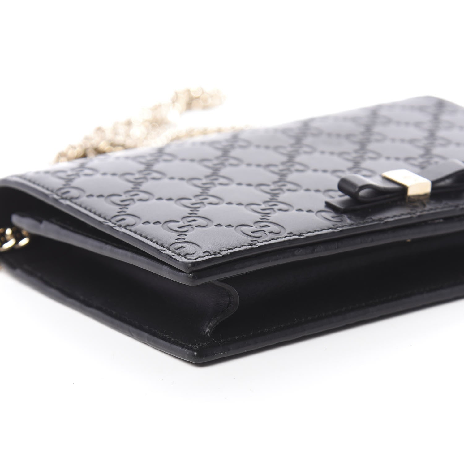 Gucci Guccissima Signature Bowy Chain Wallet Black 14 of 16