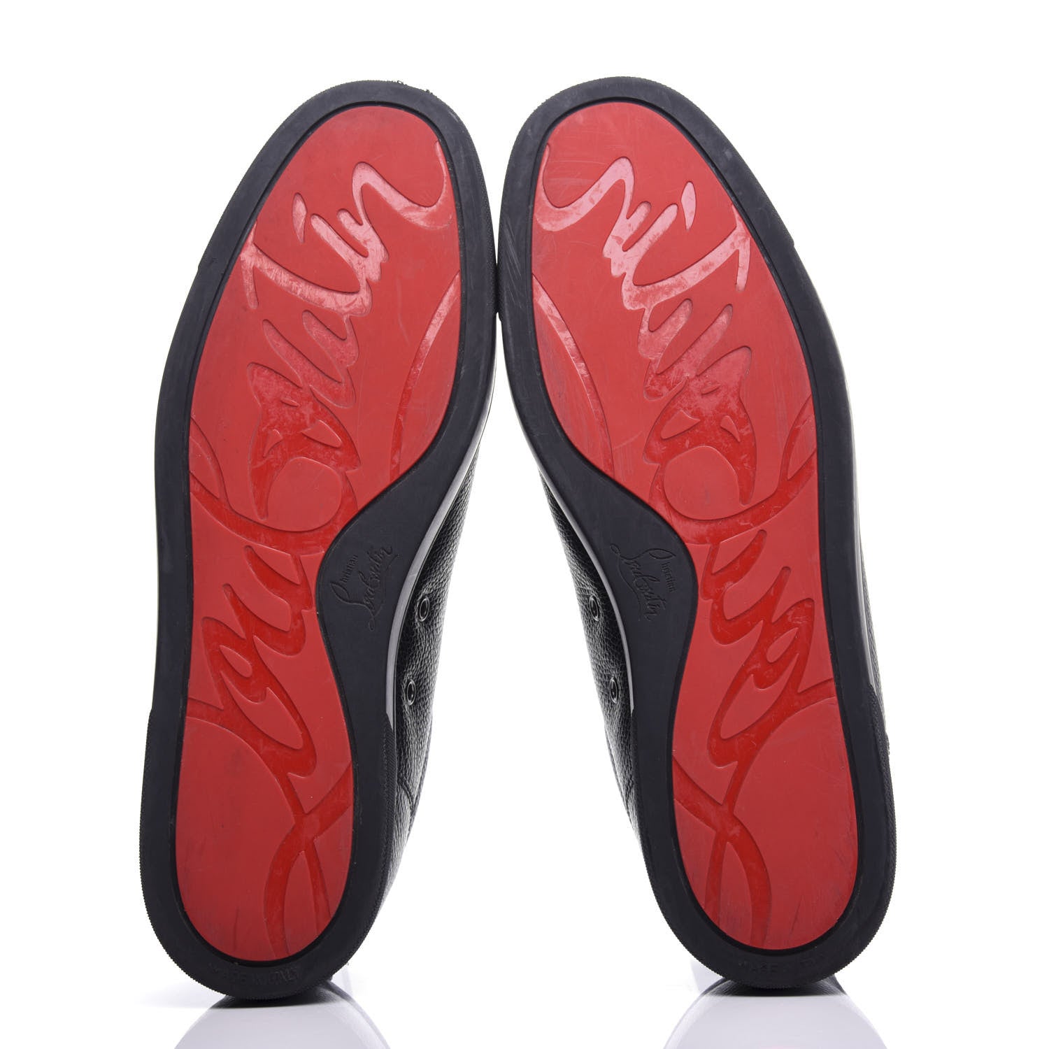 Christian Louboutin Grained Calfskin Mens Louis Junior Flat Sneakers 46 Black 6 of 10