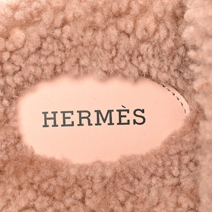 Hermes Woolskin Womens Chypre Sandals 37.5 Bois De Santal 6 of 8
