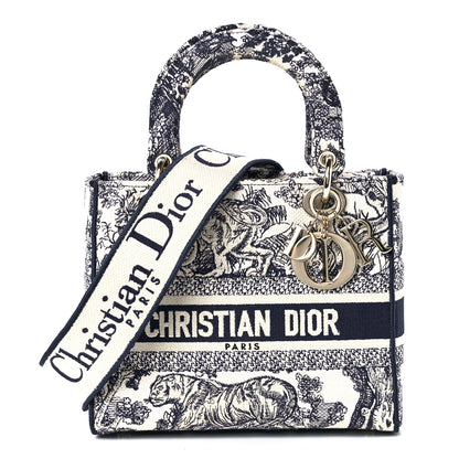 Christian Dior Toile de Jouy Embroidered Medium Lady D-Lite Blue 1 of 11