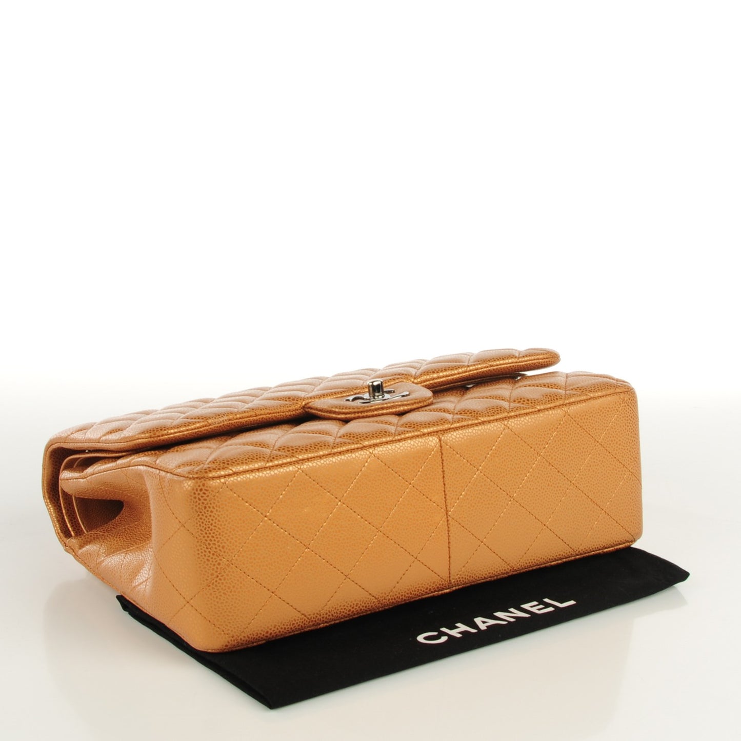 Metallic Caviar Quilted Jumbo Double Flap Copper