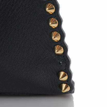 Fendi Vitello Seta Shiny Nappa Scalloped Studded Medium Peekaboo Iconic Satchel Black 12 of 15