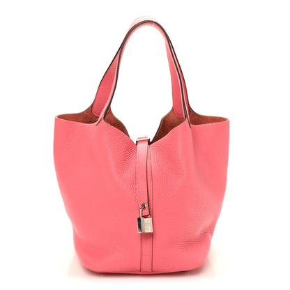 Hermes Taurillon Clemence Picotin Lock 22 MM Rose Azalee 1 of 12