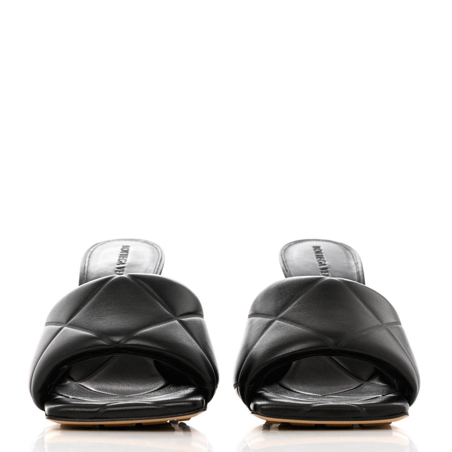 Nappa Quilted Rubber Lido Mule Sandals 38 Black