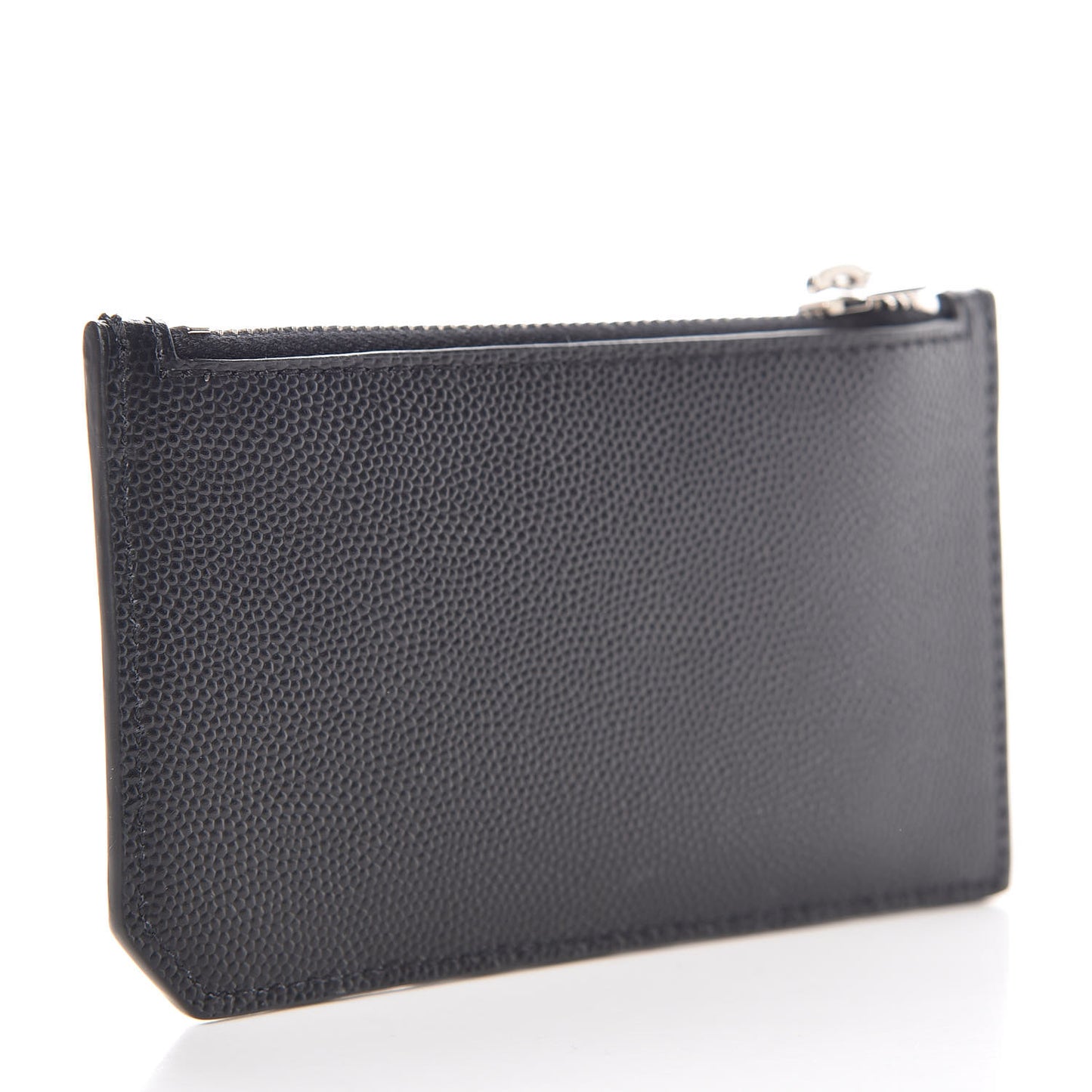 Grained Calfskin 5 Fragments Zip Pouch Card Holder Black