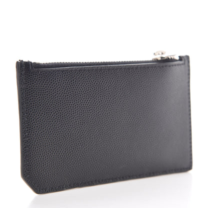 Saint Laurent Grained Calfskin 5 Fragments Zip Pouch Card Holder Black 3 of 8