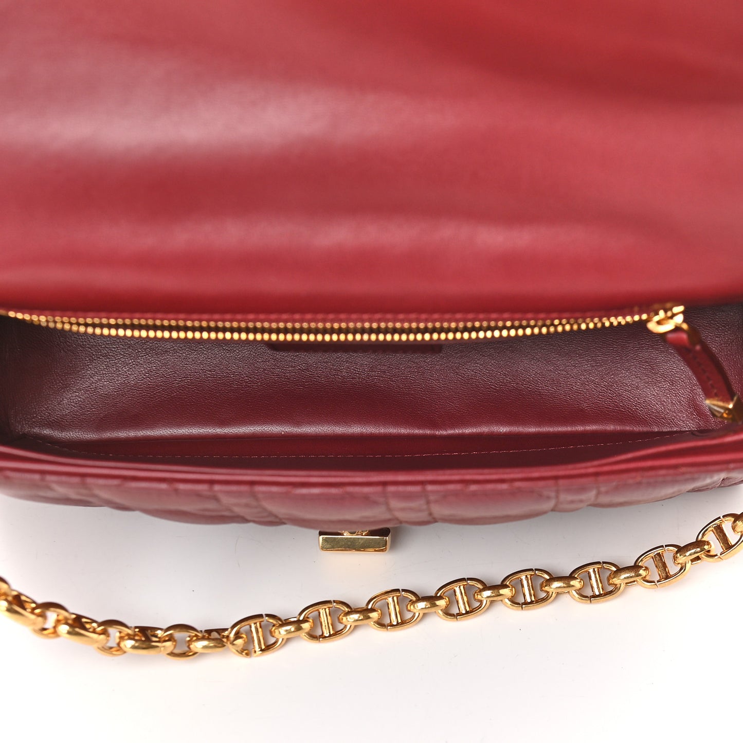 Calfskin Cannage Medium Caro Bag Brick Red