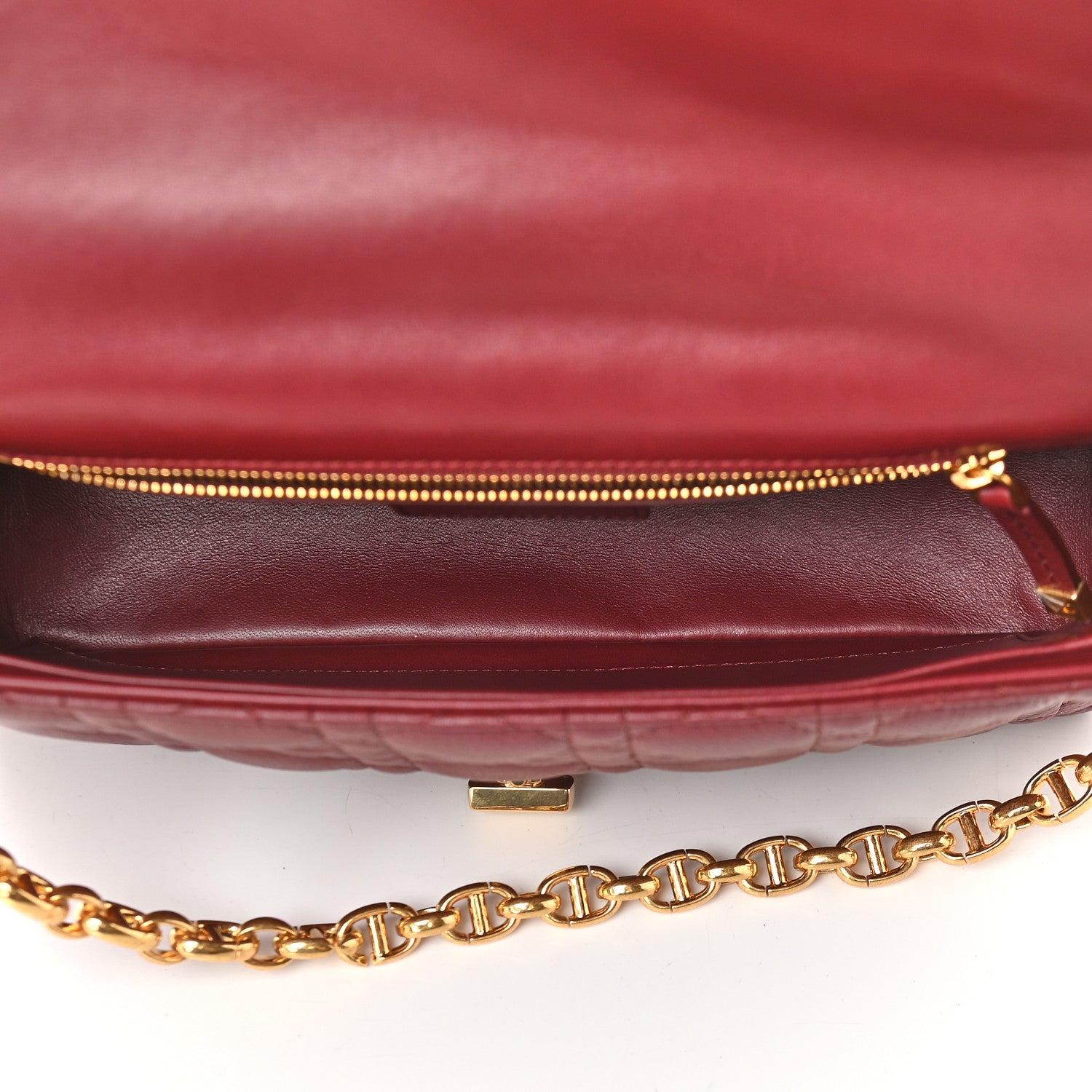 Christian Dior Calfskin Cannage Medium Caro Bag Brick Red 5 of 9