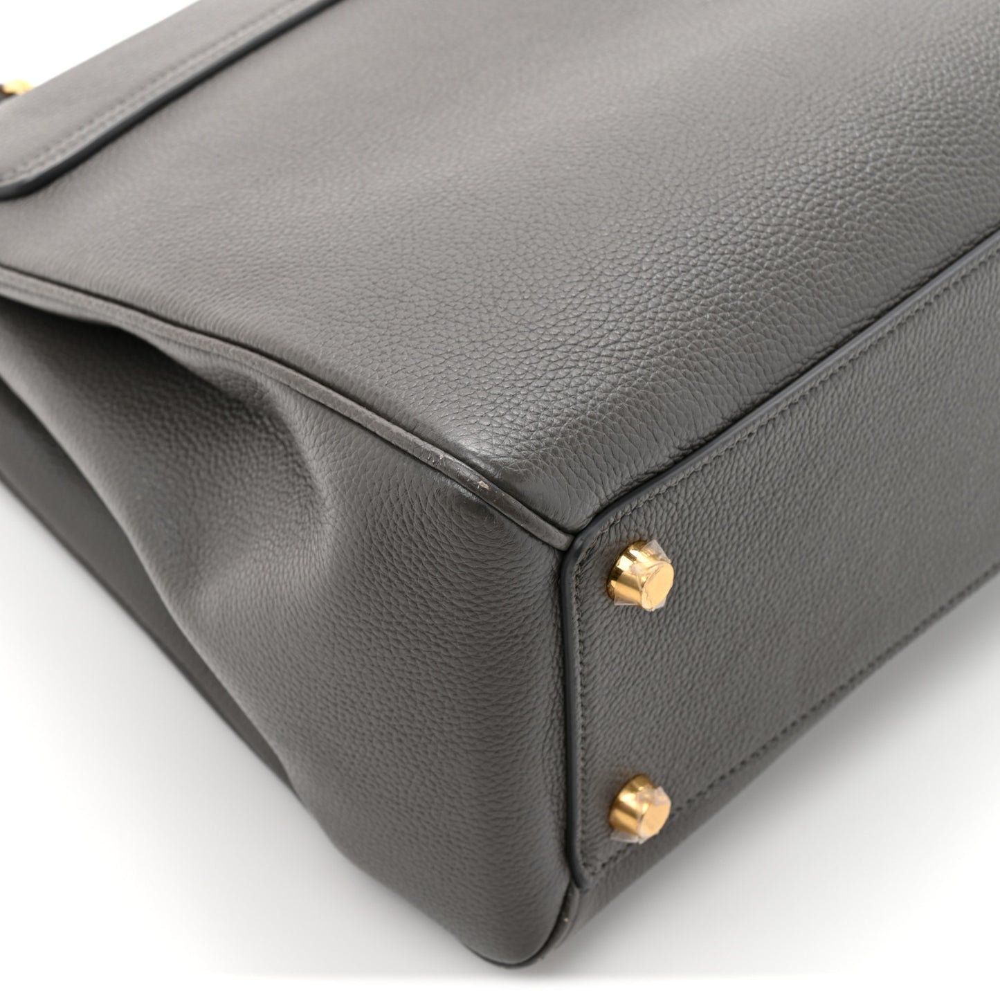 Grained Calfskin Classique Medium 16 Top Handle Bag Grey