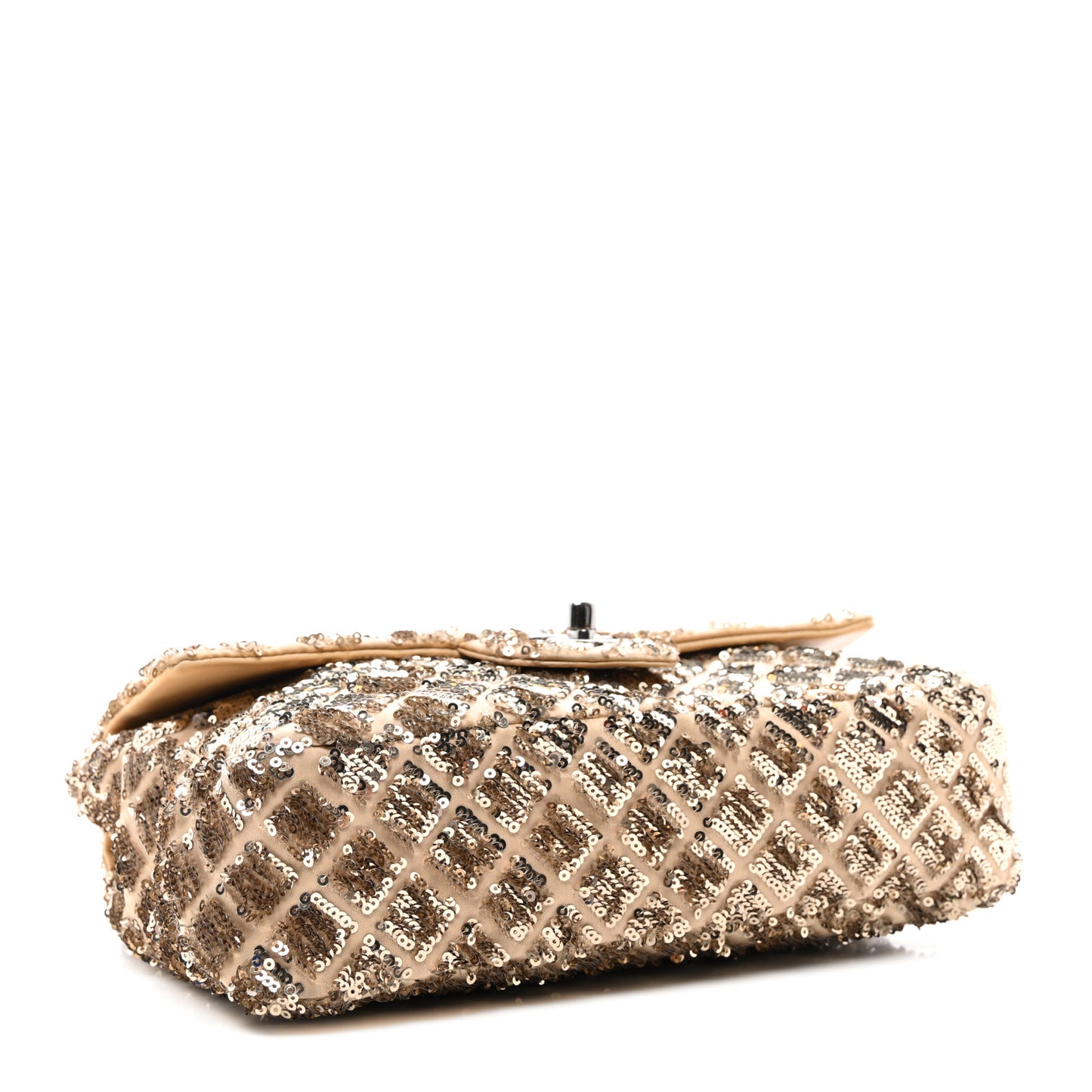 Sequin Quilted Medium Single Flap Gold