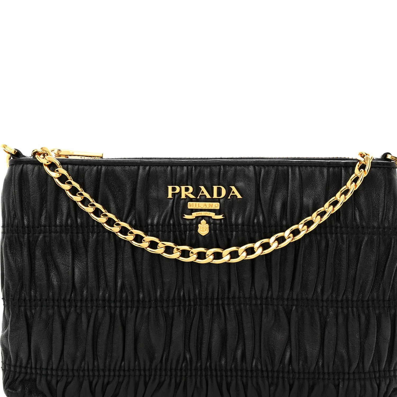 Prada Nappa Gaufre Chain Shoulder Bag Black 7 of 10
