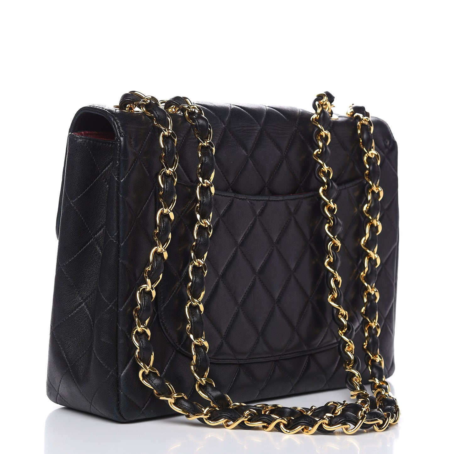 Lambskin Quilted XL Jumbo Single Flap Black